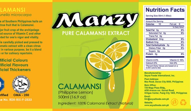 Manzy Packaging Label